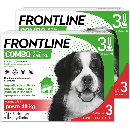 Frontline Combo Spot-On XL – Soluție Antiparazitară Externă pentru Câini de Talie Mare (40–60 kg) – 3 Pipete